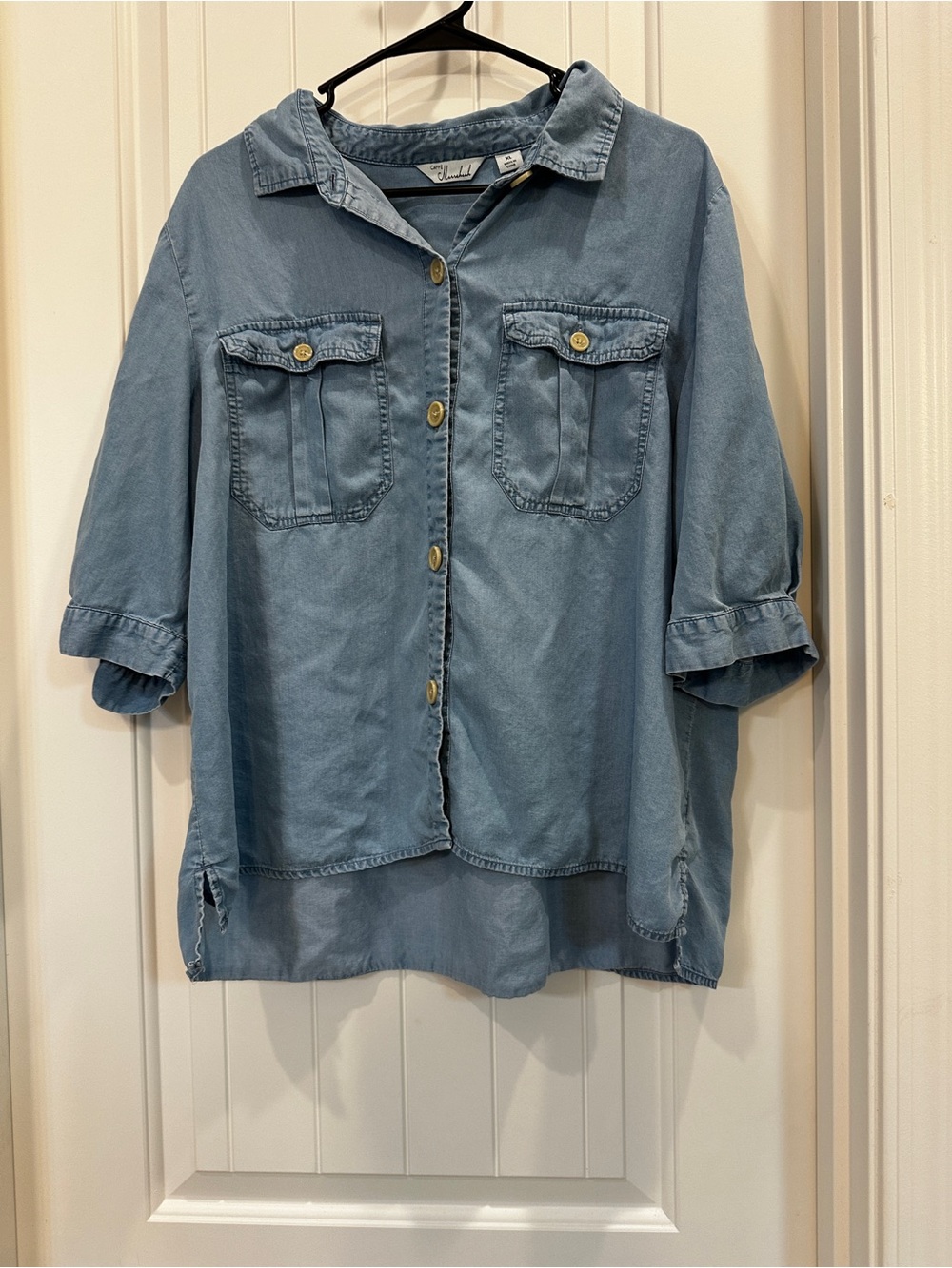 Relaxed Light Blue Denim Button-Front Shirt
